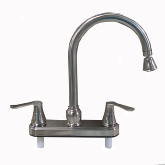 RV Mobile Home Parts Kitchen Sink faucet Hi-Rise Spout Tea Pot Handles Brushed 