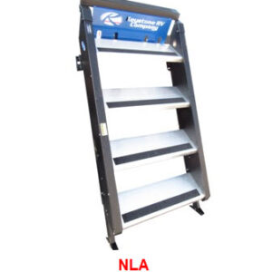 Step - Quad - 30" - Fold Up - w/o Strut - Raw Treads - w/Blue Keystone Kick Plate