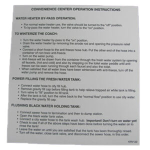 Label - Convenience Center OP Instructions