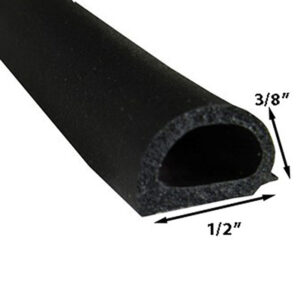 Seal - D Seal - EPDM - .57" x .44" - w 1/2" PSA Tape - Automotive Grade - 500'/Bx