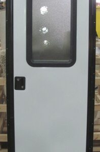 Entrance - Door - 26" x 72" - RH - BK - Black Trim - Black Drip Cap - w/Strut Prep & 10lb Strut - Textured Int