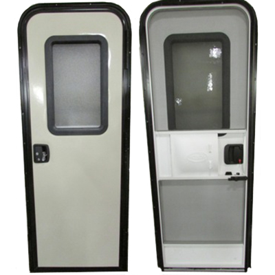 Entrance - Door - RH - 26" x 72" - Champagne 8321 - w/Black Trim - w/Strut Prep & 10lb Strut - Entry/Screen Door Updated Lock/Latch - 2-214365