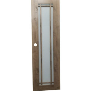 Passage - Door - 1 1/4" x 18" x 72" - Carb 2 - L&L - Assembled Door - w/Mullions - 1 Panel Glass - Opaque Light Silver - Montana Vintage Maple