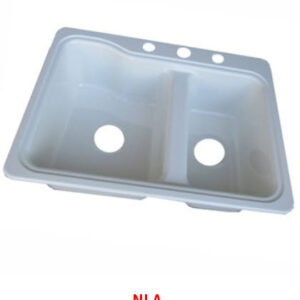 Sink - Kitchen - 19" x 25" x 7 1/2"D - 3 Holes - Double Bowl - White - KB Eco Green Kitchen Traveler