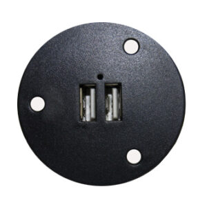 Plate - Charging Station - Dual - w/12V USB Port - Round - Black