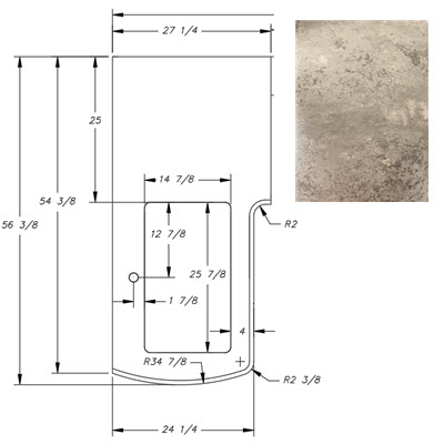 Countertop - Kitchen Top - 24RDS (A) - 1 1/4" x 27 1/4" x 56 3/8" - Pressed - MDF - C2 - Eased Edge - Ash Aggregate - Rev C