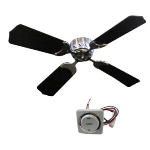 Fan - Ceiling - 36" - 12V - Satin Nickel - Black Blades - w/Grey Switch
